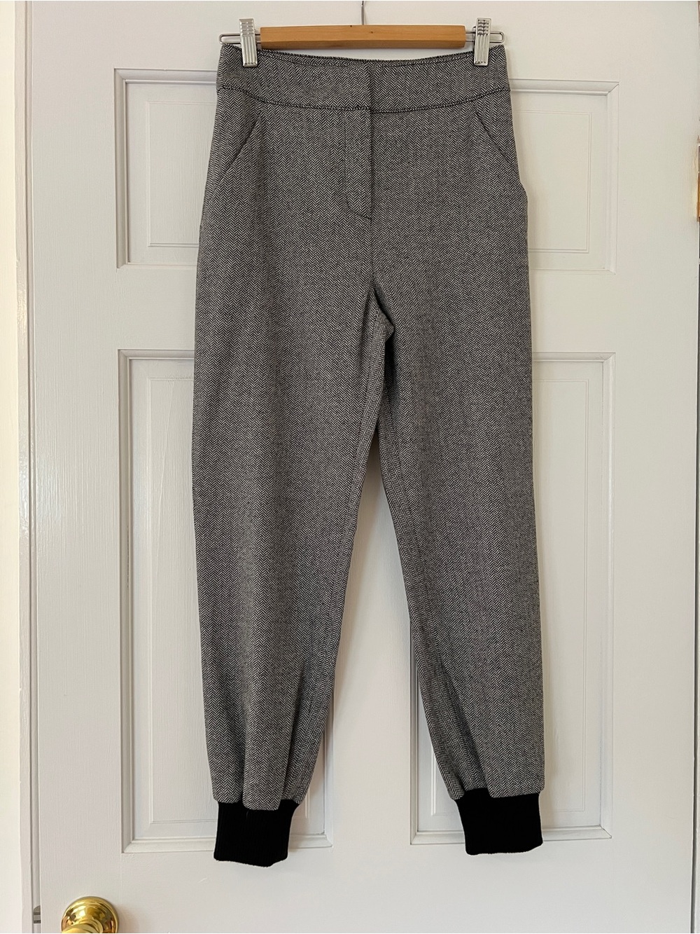 Veronica Beard Frazier Herringbone Wool Silk Blend Jogger Pants 0